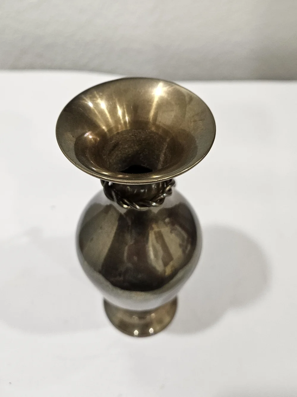 Vintage Brass Bud Vase Unique Braided Rope Trim with Tassel 5.5 Inches